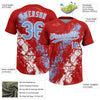 Maxcorners Custom Red Light Blue-White Dripping Splatter Cracked Texture Two-Button Unisex Softball Jersey LM2605