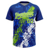 Maxcorners Custom Royal Neon Green-White Dripping Splatter Cracked Texture Two-Button Unisex Softball Jersey LM2605