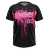Maxcorners Custom Black Pink-White Dripping Splatter Paint Two-Button Unisex Softball Jersey LM2605