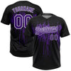 Maxcorners Custom Black Purple-White Dripping Splatter Paint Two-Button Unisex Softball Jersey LM2605
