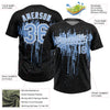 Maxcorners Custom Black Light Blue-White Dripping Splatter Paint Two-Button Unisex Softball Jersey LM2605
