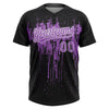 Maxcorners Custom Black Medium Purple-White Dripping Splatter Paint Two-Button Unisex Softball Jersey LM2605