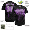Maxcorners Custom Black Medium Purple-White Dripping Splatter Paint Two-Button Unisex Softball Jersey LM2605