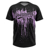 Maxcorners Custom Black Light Purple Dripping Splatter Paint Two-Button Unisex Softball Jersey LM2605