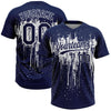 Maxcorners Custom Navy White Dripping Splatter Paint Two-Button Unisex Softball Jersey LM2605