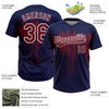Maxcorners Custom Navy Crimson-White Dripping Splatter Paint Two-Button Unisex Softball Jersey LM2605