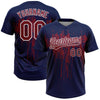 Maxcorners Custom Navy Crimson-White Dripping Splatter Paint Two-Button Unisex Softball Jersey LM2605