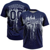Maxcorners Custom Navy Silver Dripping Splatter Paint Two-Button Unisex Softball Jersey LM2605