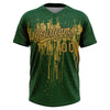 Maxcorners Custom Green Old Gold-Black Dripping Splatter Paint Two-Button Unisex Softball Jersey LM2605