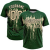 Maxcorners Custom Green Cream-Black Dripping Splatter Paint Two-Button Unisex Softball Jersey LM2605