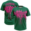 Maxcorners Custom Kelly Green Pink-Black Dripping Splatter Paint Two-Button Unisex Softball Jersey LM2605