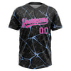 Maxcorners Custom Black Pink-Light Blue Abstract Network Two-Button Unisex Softball Jersey LM2605