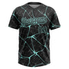 Maxcorners Custom Black Ice Blue Abstract Network Two-Button Unisex Softball Jersey LM2605