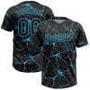 Maxcorners Custom Black Sky Blue Abstract Network Two-Button Unisex Softball Jersey LM2605