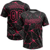 Maxcorners Custom Black Neon Pink Abstract Network Two-Button Unisex Softball Jersey LM2605