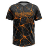 Maxcorners Custom Black Bay Orange Abstract Network Two-Button Unisex Softball Jersey LM2605