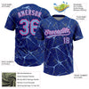 Maxcorners Custom Royal Light Blue-Pink Abstract Network Two-Button Unisex Softball Jersey LM2605