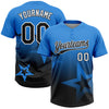Maxcorners Custom Electric Blue Black-White Gradient Style Twinkle Star Two-Button Unisex Softball Jersey LM2605