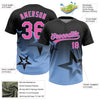 Maxcorners Custom Black Pink-Light Blue Gradient Style Twinkle Star Two-Button Unisex Softball Jersey LM2605