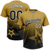 Maxcorners Custom Old Gold Black-White Gradient Style Twinkle Star Two-Button Unisex Softball Jersey LM2605