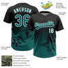 Maxcorners Custom Black Teal-White Gradient Style Twinkle Star Two-Button Unisex Softball Jersey LM2605
