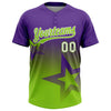 Maxcorners Custom Purple Neon Green-White Gradient Style Twinkle Star Two-Button Unisex Softball Jersey LM2605