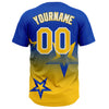 Maxcorners Custom Thunder Blue Yellow-White Gradient Style Twinkle Star Two-Button Unisex Softball Jersey LM2605