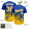 Maxcorners Custom Thunder Blue Yellow-White Gradient Style Twinkle Star Two-Button Unisex Softball Jersey LM2605