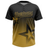 Maxcorners Custom Black Old Gold Gradient Style Twinkle Star Two-Button Unisex Softball Jersey LM2605