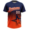 Maxcorners Custom Navy Orange-White Gradient Style Twinkle Star Two-Button Unisex Softball Jersey LM2605