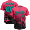 Maxcorners Custom Neon Pink Aqua-White Gradient Style Twinkle Star Two-Button Unisex Softball Jersey LM2605