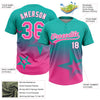 Maxcorners Custom Aqua Pink-White Gradient Style Twinkle Star Two-Button Unisex Softball Jersey LM2605