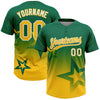 Maxcorners Custom Kelly Green Yellow-White Gradient Style Twinkle Star Two-Button Unisex Softball Jersey LM2605
