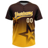 Maxcorners Custom Brown Gold-White Gradient Style Twinkle Star Two-Button Unisex Softball Jersey LM2605