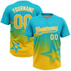 Maxcorners Custom Lakes Blue Yellow-White Gradient Style Twinkle Star Two-Button Unisex Softball Jersey LM2605