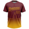 Maxcorners Custom Burgundy Yellow Washington City Edition Gradient Two-Button Unisex Softball Jersey LM2605