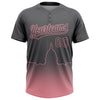 Maxcorners Custom Steel Gray Medium Pink Washington City Edition Gradient Two-Button Unisex Softball Jersey LM2605