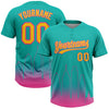 Maxcorners Custom Aqua Yellow-Pink San Diego City Edition Gradient Two-Button Unisex Softball Jersey LM2605