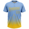 Maxcorners Custom Light Blue Yellow Boston City Edition Gradient Two-Button Unisex Softball Jersey LM2605