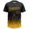 Maxcorners Custom Black Gold Boston City Edition Gradient Two-Button Unisex Softball Jersey LM2605
