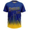 Maxcorners Custom Royal Yellow Los Angeles City Edition Gradient Two-Button Unisex Softball Jersey LM2605