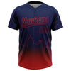 Maxcorners Custom Navy Red Atlanta City Edition Gradient Two-Button Unisex Softball Jersey LM2605