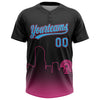Maxcorners Custom Black Sky Blue-Pink Miami City Edition Gradient Two-Button Unisex Softball Jersey LM2605