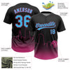 Maxcorners Custom Black Sky Blue-Pink Miami City Edition Gradient Two-Button Unisex Softball Jersey LM2605