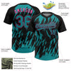 Maxcorners Custom Black Teal-Pink Splatter Torn Sharp Brush Stroke Two-Button Unisex Softball Jersey LM2605