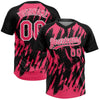 Maxcorners Custom Black Neon Pink-White Splatter Torn Sharp Brush Stroke Two-Button Unisex Softball Jersey LM2605