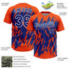 Maxcorners Custom Orange Royal-White Splatter Torn Sharp Brush Stroke Two-Button Unisex Softball Jersey LM2605