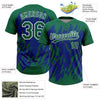 Maxcorners Custom Kelly Green Royal-White Splatter Torn Sharp Brush Stroke Two-Button Unisex Softball Jersey LM2605