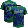 Maxcorners Custom Kelly Green Royal-White Splatter Torn Sharp Brush Stroke Two-Button Unisex Softball Jersey LM2605