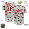 Maxcorners Custom Green Red-White Christmas Santa Claus 3D Pattern Design Two-Button Unisex Softball Jersey LM2605
